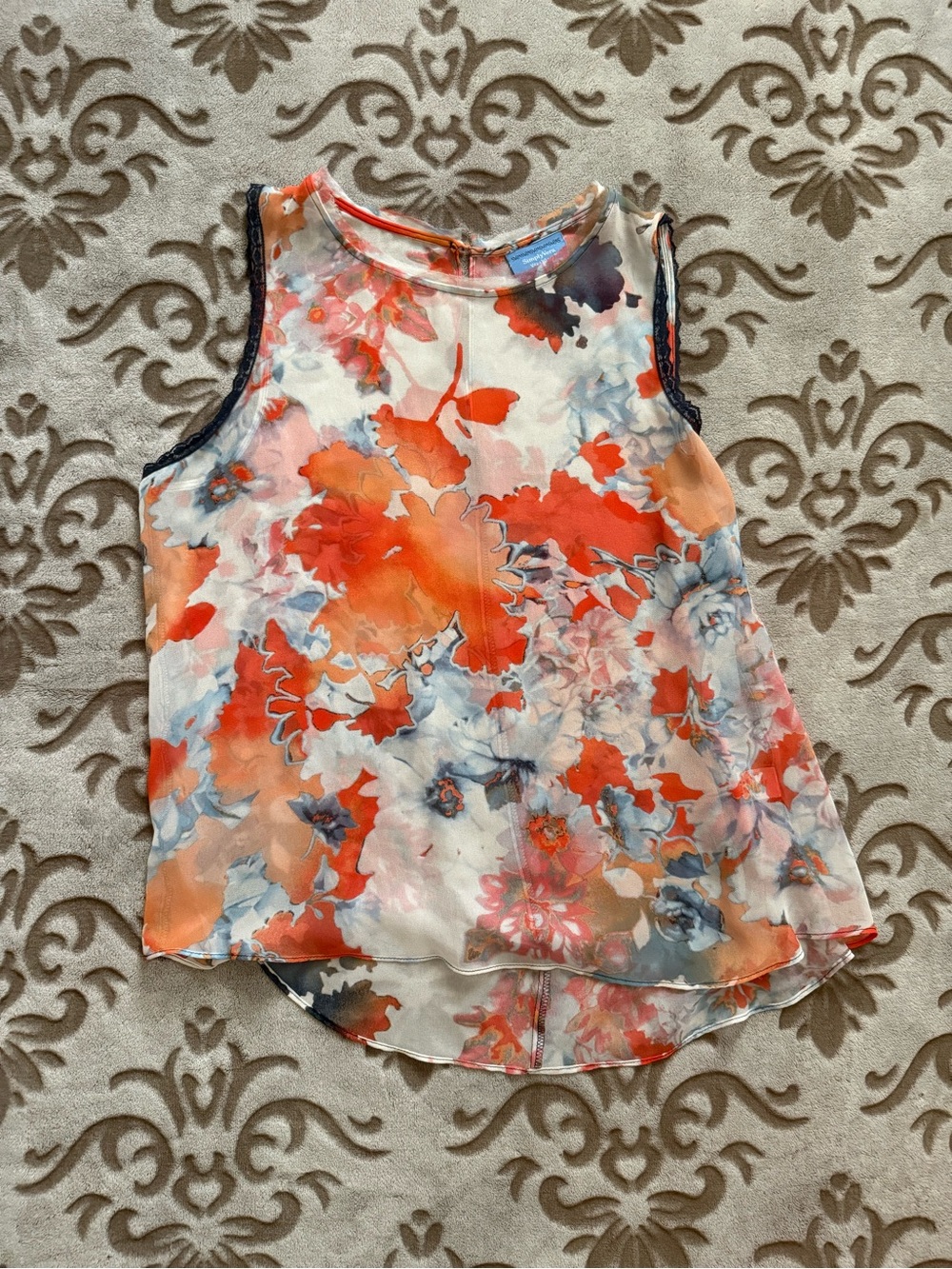 Simply Vera Vera Wang Orange Floral Sleeveless Camisole
